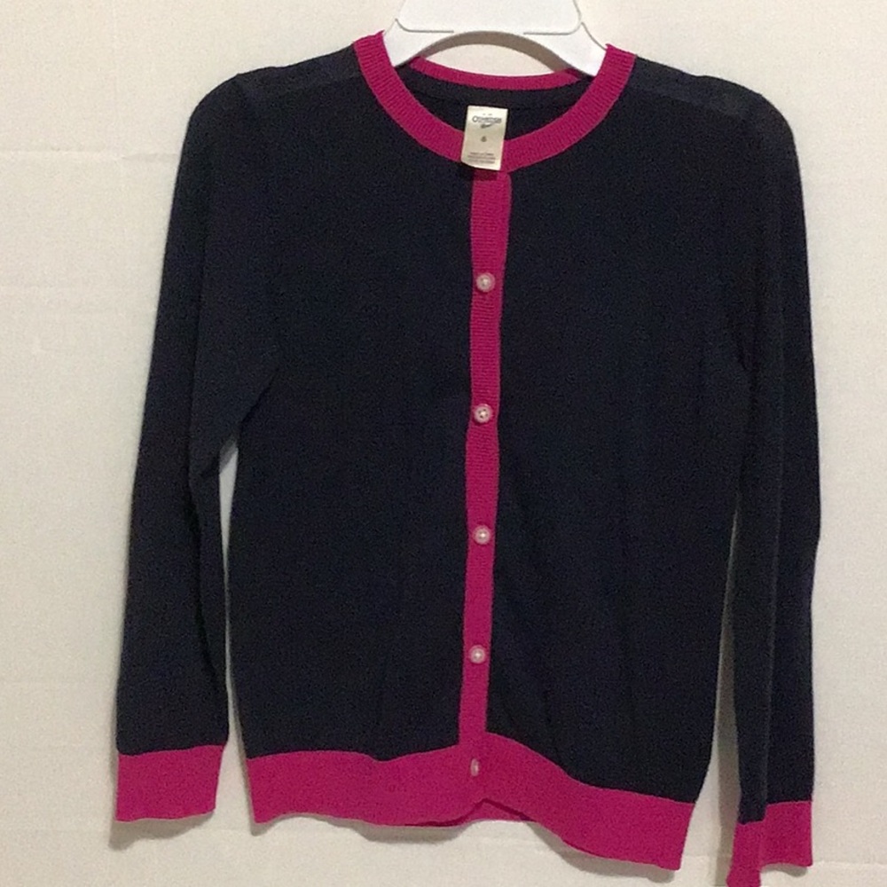 Oshkosh B’gosh blue sweater with pink trim size 6